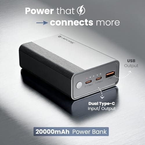 Lapcare Boost 65W PD Super Fast USB Charging 20000Mah Laptop Powerbank Supports Super Fast Charging 2.0, Charges Macbooks, Laptops, Dslrs and Gaming Console, Silver 3