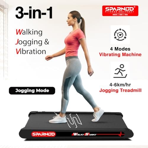 Sparnod Fitness WalkyShaky Walking Pad Treadmill for Home Use Foldable Compact 2.5 HP DC Motor Running Machine with Vibration Modes Mini Walkpad 120kg Capacity Cardio Equipment Under Desk Fitness 3