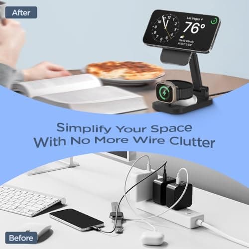 UNIGEN® Magtec 310 | 23W Mag-Safe Wireless Charger [with QC 18W Adapter] | for iPhone 17 16, 15, 14, 13 & 12 Series | iWatch 2 3 4 5 6 SE 7 8 9 | Air-pods 2,3,Pro & Other Qi Devices (Black AD) 5