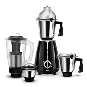 Wipro Elato FMG209 800 Watt Mixer Grinder with 4 Jars,Heavy Duty 100% Copper Ball Bearing Motor with 5 Year Warranty,Superfast Grinding,Clip Lids - Hands Free use, 4 Jars Mixer Grinder 800 Watt,Black