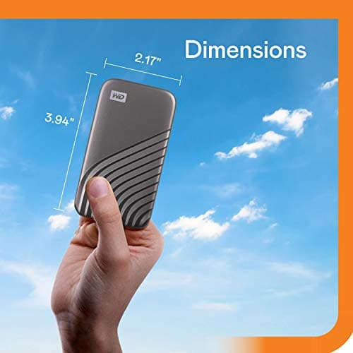 Western Digital 1TB My Passport Portable SSD, 1050MB/s R, 1000MB/s W, Upto 2 Meter Drop Protection, HW Encryption, Type-C Cable & Type-A Adaptor, for PC&Mac, Space Grey, 5Y Warranty, External SSD 3