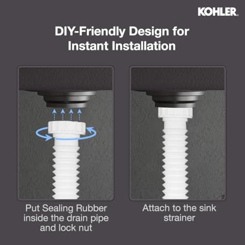 Kohler Double Bowl Sink Drain Pipe | Y-Shape Waste Pipe Connector | G1-1/2" (40mm) Thread | Expandable 290mm to 800mm | Durable Polypropylene Plastic | DIY Install | White Finish | 1 Yr Warranty 4