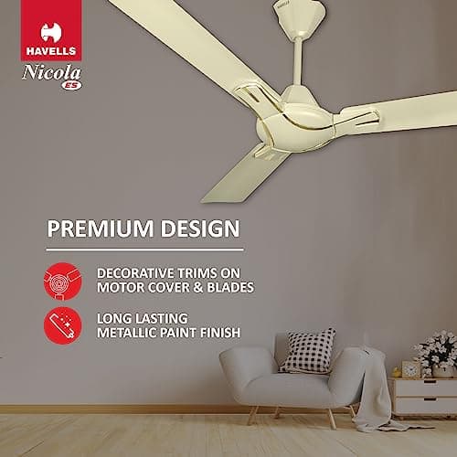 Havells 1200Mm Nicola Energy Saving Ceiling Fan (Pearl Ivory, Pack Of 1) 2 Star 5