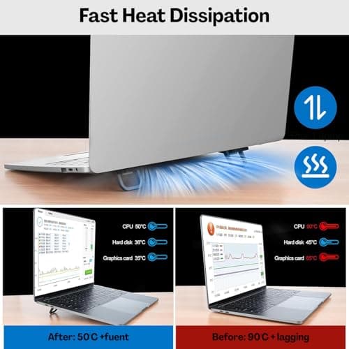 Flavizo 2PCS Portable Mini Laptop Stand – Adjustable Alloy Keyboard Riser with Rubber Feet and Non-Slip Pads, Lightweight Holder for Desk (Black) 4