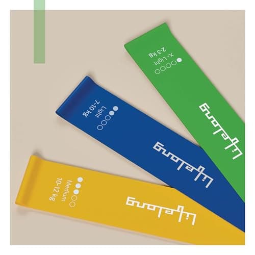 Lifelong Mini Resistance Bands Set of 3 | Theraband, Pullup Band | 2 to 12 KG : Extra Light, Light & Medium Resistance Level | Gym Rubber Band for Exercise, Physio, Yoga, Training 4