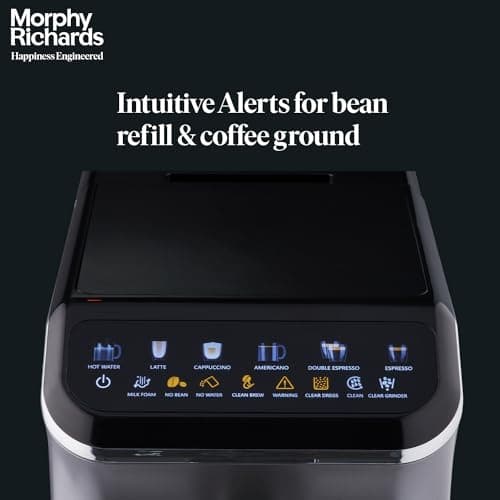 Morphy Richards Café Artisan Fully Automatic Coffee Machine|Grind To Brew|20 Bar Pressure|7-in-1 Coffee Maker Including Espresso,Cappuccino & Latte|Touch Display|2-Yr Warranty|Titanium 4