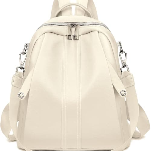 ProArch Leather Double Ilet Backpack & Purse for Women Shoulder Bag for Women and Girls |Bottle Organiser Anti-Theft Pocket Multipurpose Travel Bag | Dual Use | PU Leather (Biege)