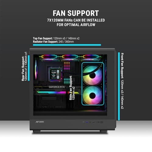 Ant Esports Zen Air 360 Mid-Tower Computer Case/Gaming Cabinet - Black | Support ATX, Micro-ATX, Mini-ITX | Pre-Installed 4 ARGB Fans 6