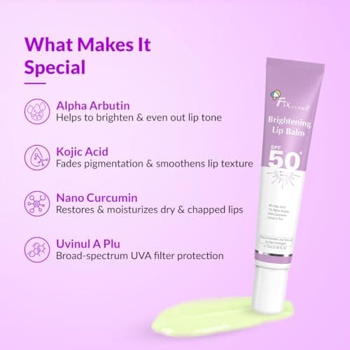 Fixderma Brightening Lip Balm With SPF 50 PA+++ for Pigmented & Dry Lips | 4% Kojic Acid, 2% Alpha Arbutin | Moisturizes, Hydrates & Brightens Pigmented Lips | For Men & Women - 15ml 4