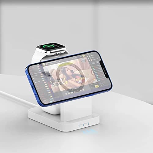 SKYCELL 3 in 1 Wireless Charger Compatible for Apple iPhone 15/15 Plus/15 Pro/15 Pro Max, iPhone 14/14 Plus/14 Pro/14 Pro Max,13/12, Airpods 3rd/2nd gen, Series 9 White Magnetic (23W) 4