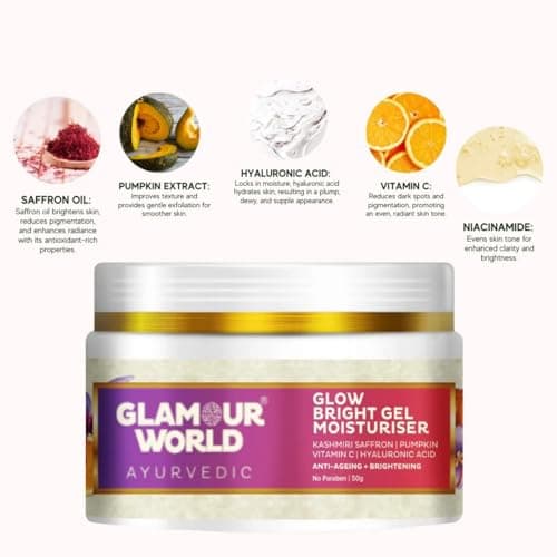 Glamour World Ayurvedic Glow Bright Gel Moisturiser | Dark spots, Pigmentation, Lack of firmness, Dryness, Dull skin 2