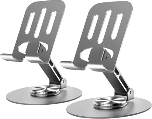 Zirak Cell Phone Stand for Desk, Angle Height Adjustable Aluminum Cell Phone Holder with Silicon Pad,Foldable Desktop Phone Holder Cradle Dock Compatible with All Phones-Pack of 2