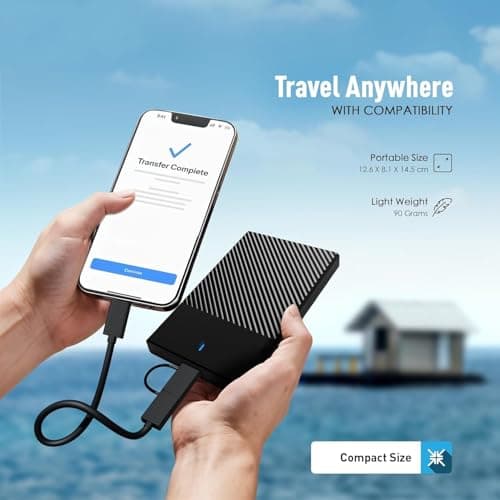 1TB Portable External Hard Drive, 2 in 1 USB-A/USB-C (Type C) Connectivity, Line-Design, USB 3.0, 2.5 Inch HDD, Fast Data Transfer. 5