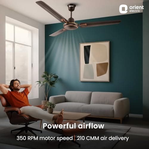 Orient Electric’s 1200 mm Pacific Air Déco| Decorative ceiling fan | Powerful airflow| BEE 1 Star Rated | 2-year warranty | Smoke Brown, pack of 1 3