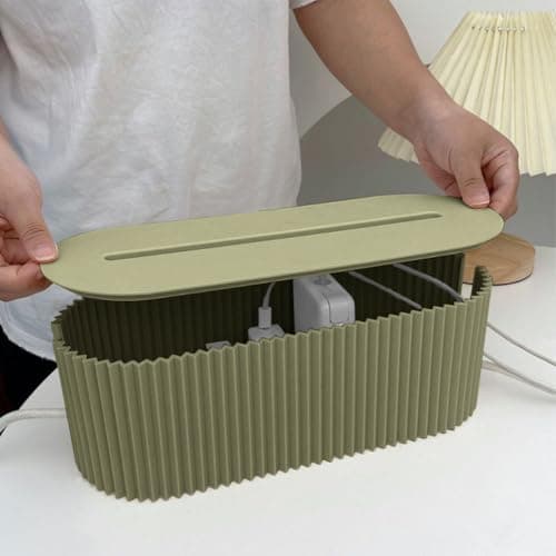 HASTHIP® Cable Management Box with Mobile Stand, Cords Hider & Surge Protector, Phone Charging Stand with Cable Organizer, Cords Hider, Wire Organizer, 33x13x11 cm 3
