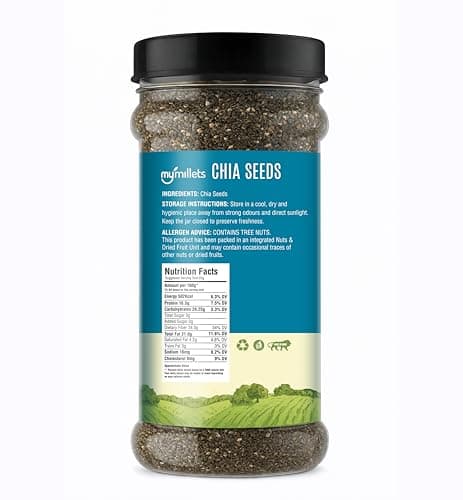 mymillets Chia Seeds 450g Whole Raw | Omega 3 Fibre Rich Superfood | Weight Loss Detox Drink Seeds | Gluten Free Healthy Diet Food Smoothie Pudding Jar India 2