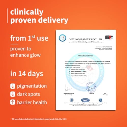 Plum 10% Vitamin C & Calendula Barrier Boosting + Glow Serum 10 ml | With 3% Niacinamide, 1% Hyaluronic acid & 1% Creamide complex| Clinically proven to reduce pigmentation & dark spots in 14 days| Bo 5