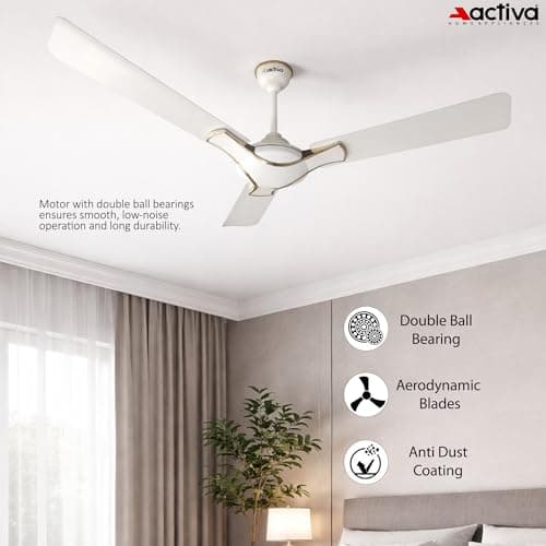 ACTIVA Corolla 1200 mm, 390 RPM High Speed Air Delivery, 50 W,Energy Efficient, BEE Approved One Star Rating, Anti Dust Coating Ceiling fan 2 Years Warranty - Pearl Ivory 5