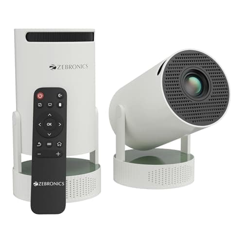 Zebronics Rechargeable Smart Projector, 4K Support, Built-in Battery Upto 3hr, 4000 Lumens, 381cm Screen, Dual Band Wi-Fi, 720p Playback, Bt v5.4, App Support, Built-in Speaker (Pixa Play 76B)