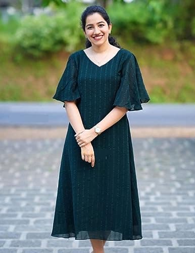 Women's Georgette Printed Traditional Straight Kurti Dress(in, Alpha, 2XL, Regular, RD_AB_Green) 2