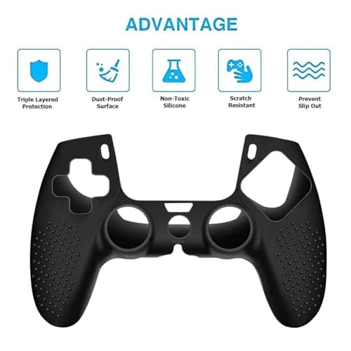 OIVO INDIA Black & White Controller Silicone Cover Case PS5 Controller Skin Anti Slip Protective Case Sleeve Compatible with Sony PlayStation 5 Controller (Pack of 2) 5
