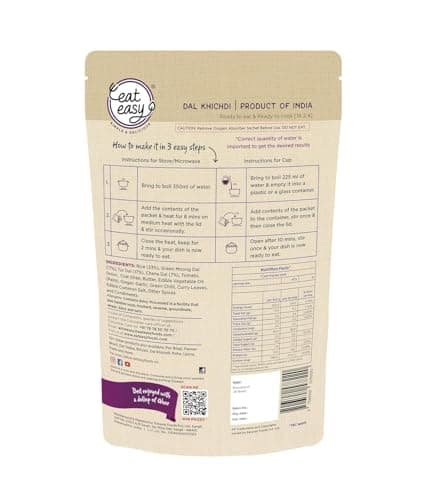 Eat Easy Ready To Eat Dal Khichdi (92gm- Pack of 3) | Just Heat & Eat | High Protein & Fiber | Light on Stomach | No Preservatives | Instant Food for Travel, Hostel, Trekking, Camping, Hiking, Office 3