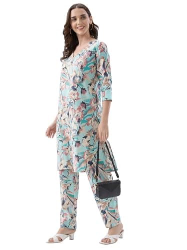 AV2 Maternity Nursing and Feeding Kurta Set | Nursing Zippers | Pre and Post Pregnancy | Raw Silk | Kurta Pant Set | Coord Set Blue Large 4182 3