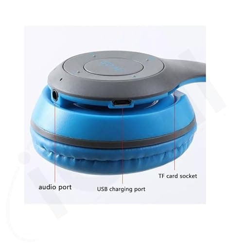 P47 Headphones Gaming Bluetooth Wireless Folding Headset Over Ear Eardphone with Mic Active Noise Cancellation Over EarHeadphones (Blue) 5
