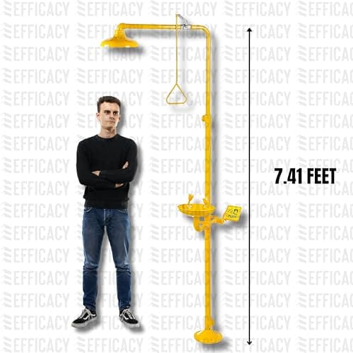 WALTZER INDIA Emergency Eye Wash & Shower, 1 Inch Inlet Connection, 7.41 Feet GI, Yellow, 1 Count 2