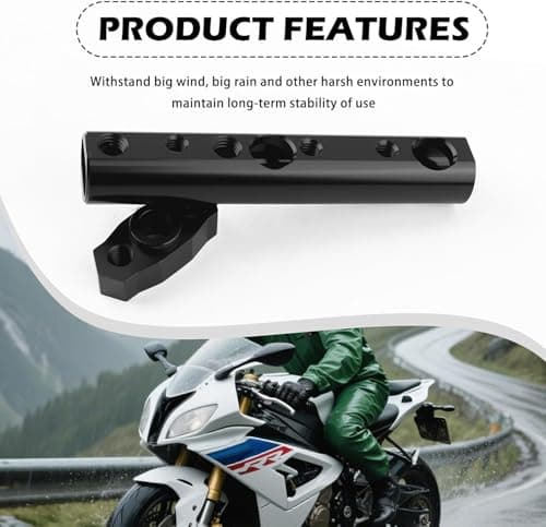 Motorcycle Mirror Extenders for 8mm & 10mm,Motorcycle Mirror Mount with Multi Mounting Holes,Multi-Purpose Motorcycles Handlebar Mount for Fixing Mirrors,Spotlights,Phone Holders (Black) 5