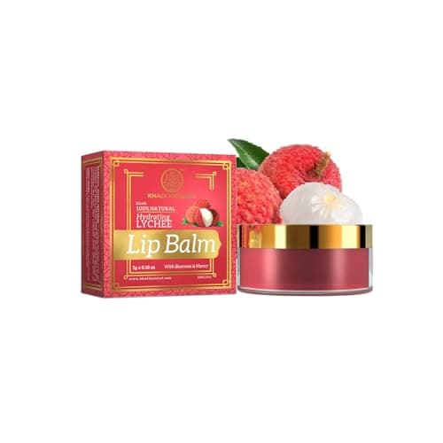 Khadi Natural Lychee Lip Balm with Beeswax & Shea Butter | Softens and Hydrates Lips | Free from Harsh Chemicals | Unisex | 5g