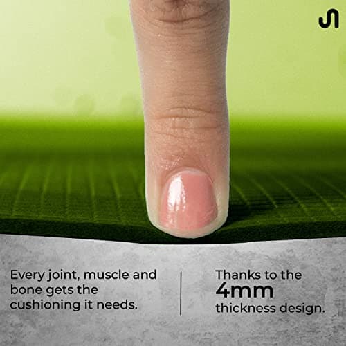 Bodyband Yoga Mat for Women and Men 4mm with Carry Strap EVA Material Extra Thick Exercise Mat for Workout Yoga Fitness Pilates and Meditation, Anti Tear Anti Slip For Home & Gym Use - Army Green 2