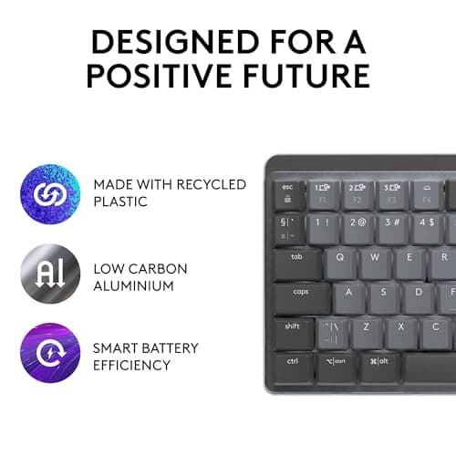 Logitech MX Mechanical Mini Wireless Illuminated Keyboard with Free Adobe Subscription, Linear Switches, Backlit, Bluetooth, USB-C 5