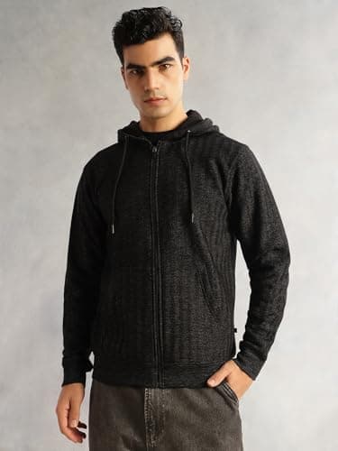 Thomas Scott Men's | Regular Fit | Long Sleeves | Zip Closure | Front-Open | Dry Clean | 2 Pockets | Knitted | Hooded | Sweatshirt (TMSTHOODIE100_Black_S) 5