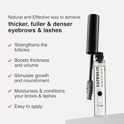 Cureskin Eyebrow & Eyelash Growth Oil with Castor, Brahmi & Vitamin E | Nourishes, Thickens & Strengthens Brows & Lashes | Eyelash Growth Serum | For Women | 7 ml (Pack of 2) 2