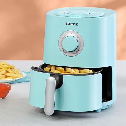 Borosil Best 1.2 L Air Fryer | 4 in 1 Function with QuickFry Technology, Auto Off Function | Air Fryer for Bake, Grill, Roast, Reheat etc. | 90% Less Oil | 2 Year Warranty | Black