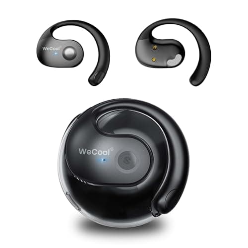 WeCool Moonwalk Mini2 Open Ear Earbuds Wireless with Call Noise Reduction, 60H Playtime Bluetooth 5.4 Ows Earphones with 360° Panoramic Sound, 16mm Drive Ear Safe Headphones with Mic, IP55