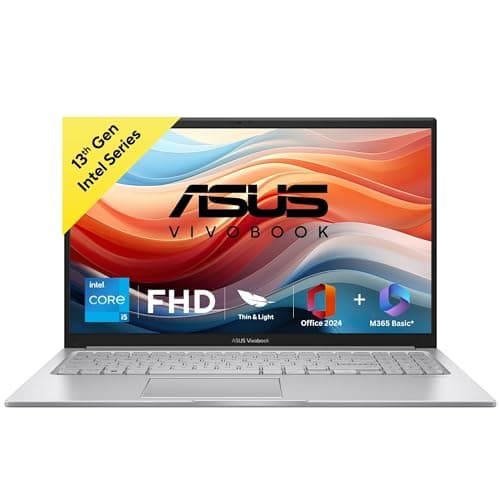 ASUS Vivobook 15, Intel Core i5-1334U, (16GB RAM/512GB SSD/15.6" FHD (1920 x 1080)/Intel Iris Xᵉ/Win 11/M365 Basic (1Year)*/Office Home 2024/Backlit Keyboard/Cool Silver/1.70 kg), X1504VA-NJ2218WS