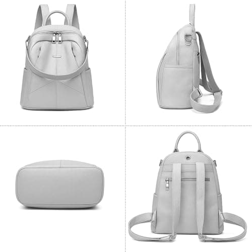 ProArch Anti-Theft Cross Leather Backpack & Purse for Women | Shoulder Bag for Women and Girls | College Bag for Girls | Multipurpose Travel backpack| Durable | Convertible (Grey) 2