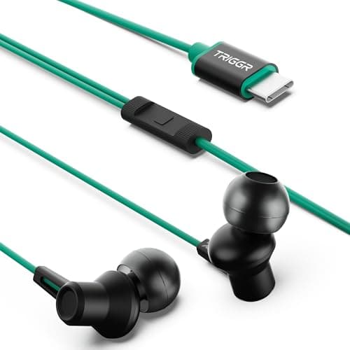 TRIGGR Zing Type-C Wired Earphones with 13mm Driver, in-line Controls, Rich Bass, Mic Wired (Teal Eclipse, in The Ear)