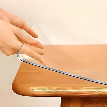 Qlarity Covers Clear 2mm Max Shield Table Cover 18 X 18 Inch (45X45 cm) Dining PVC Table Cover 4/6 Seater | Anti-Slip, Heat/Water Resistant Transparent Table Protector | Customised Sizes, Rectangular