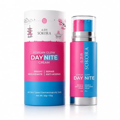 Korean Glow Day & Nite Cream Combo | Brightening Day & Anti-Ageing Night Repair Cream with Alpha Arbutin, Retinol & Marine Collagen – Hydrates, Firms & Evens Skin Tone | All Skin Types | 50g + 50g
