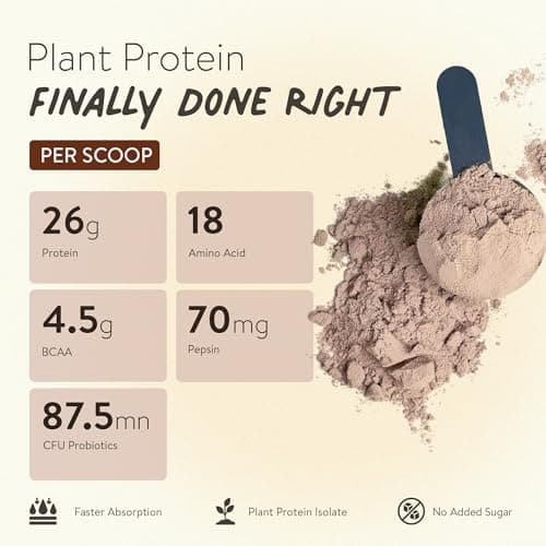 Happy Cultures 26g Tastiest Plant Protein| Chocolate, Almond Chunks & Ashwagandha (KSM 66)| Pea & Brown Rice Protein Isolate| No Added Sugar| Vegan| 20 Complete Amino Acids| Monk Fruit Extract| Women  3