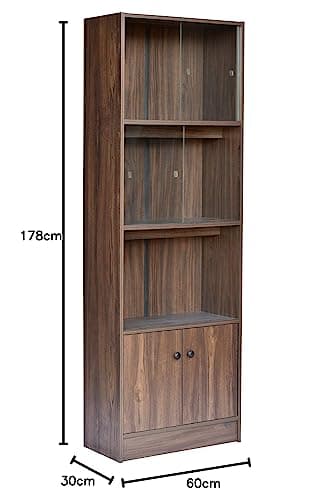 DeckUp Cove Engineered Wood Book Shelf and Display Unit Cabinet (Walnut, Matte Finish , 2 Doors) 2