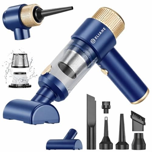 Eliane Handheld Car Vacuum Cleaner 16000PA, Cordless Portable 2-in-1 Air Duster and Vacuum with LED Light- 120W High Power Mini Vacuum, Multi-Nozzle Cleaner for Car, Home, Pet Hair & Office (Blue)