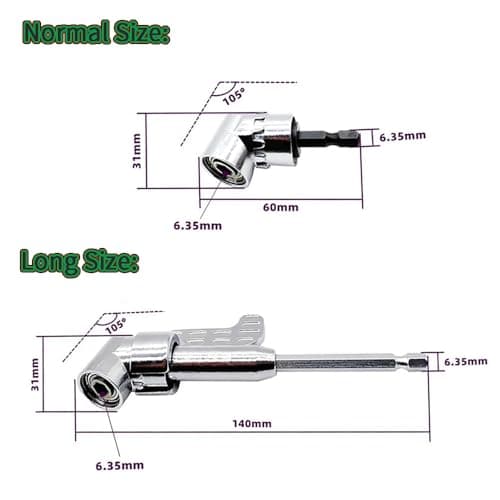 Drill Machine Attachment Tools 105 Degree Right Angle Drill Drive 1/4 Inch Hex Shank Screwdriver Attachment (normal) 2