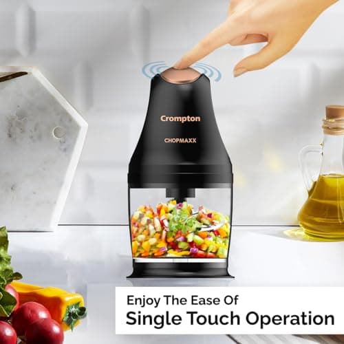 Crompton ChopMaxx Electric Vegetable Chopper | 300 Watts Motors | Twin S-Shaped Ninja food grade blades | 800 ml see through food grade bowl | Whisking attachment | Easy to clean & Store 5