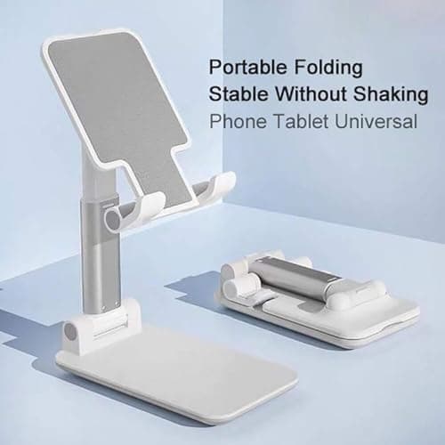 TECHZOR Mobile Phone Stand, Adjustable Height Desktop Holder, Multi-Angle Support for Smartphones and Tablets, White 4