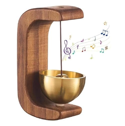 CRIYALE Door Bell, Wooden Door Bell Without Wire Send Adhesive Tape, Dopamine Store Entrance Doorbell, Sound for Homes, Restaurant, Decoration Multifunctional (Dark Wood)
