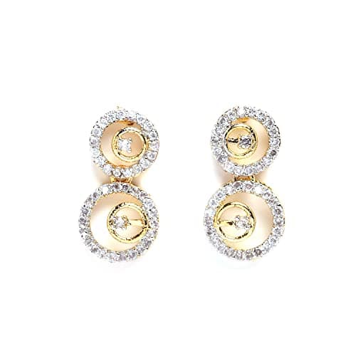 ZENEME Fashion Cubic Zirconia Gold Plated Choker Necklace Set Ring Bracelet With Earring Jewellery For Women Pack Of 4 (Gold) 5